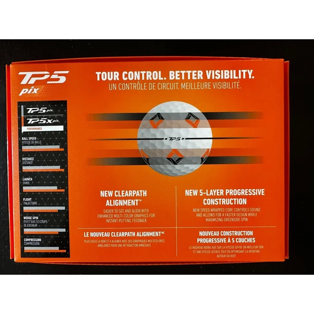TaylorMade TP5 Pix Golf Balls White Orange Black ClearPath Alignment 1 Dozen NEW